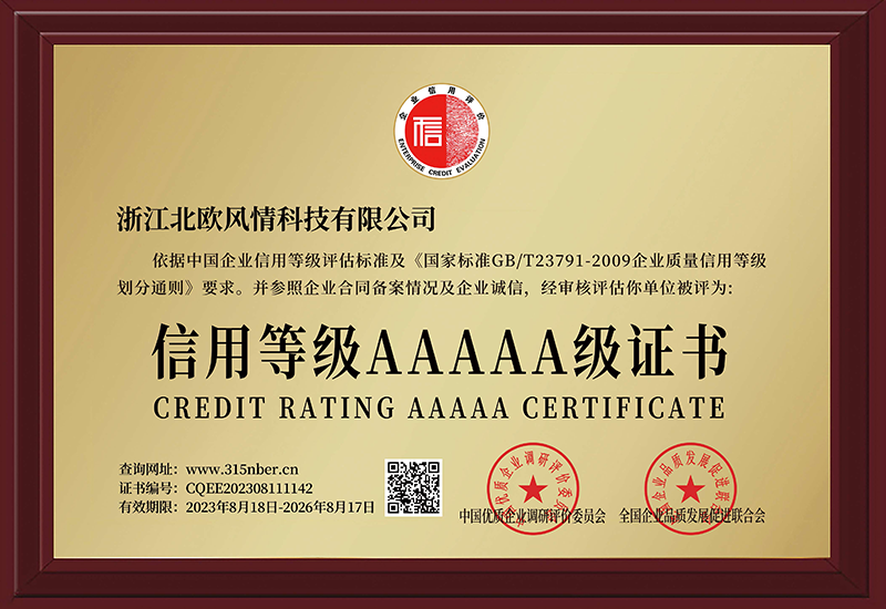 信用等級(jí)AAAAA級(jí)證書